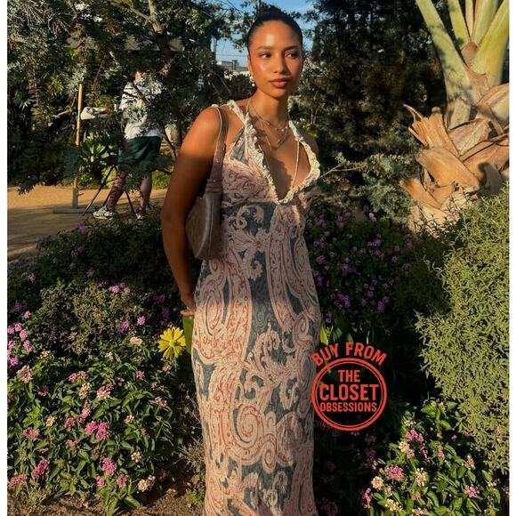 ZARA Printed Ruffle Trim Maxi Dress NWT Blogger Fave Size S - Picture 12 of 16